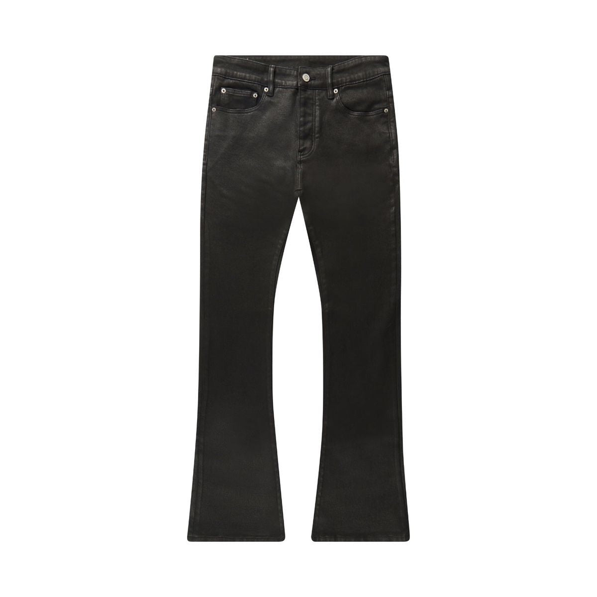 Charlie Appleseed 8 Keys Denim jeans in a black waxed finish with a flared leg silhouette