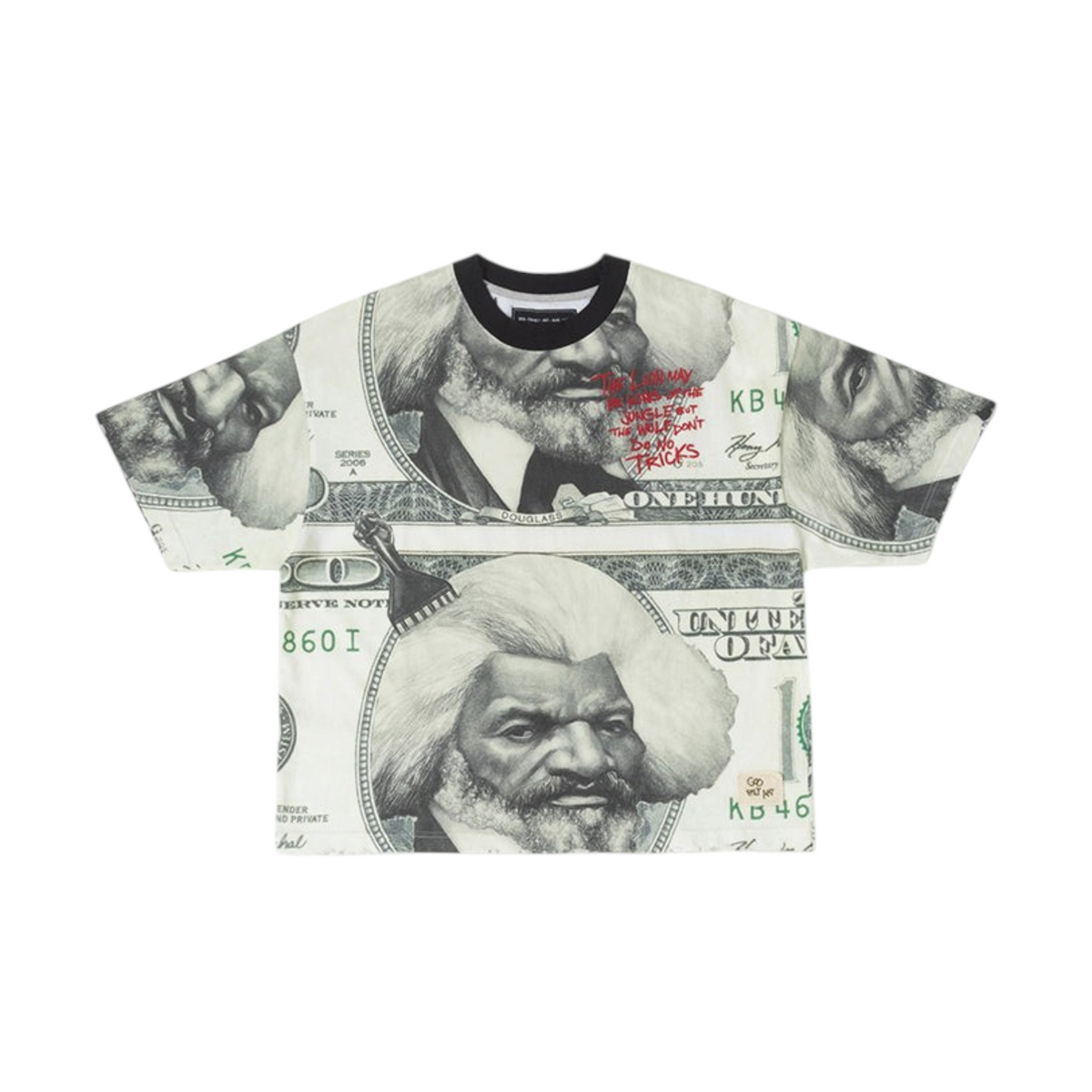 Charlie Appleseed Banker Knit by GOD FAMILY ART featuring a Frederick Douglass one hundred dollar bill print.