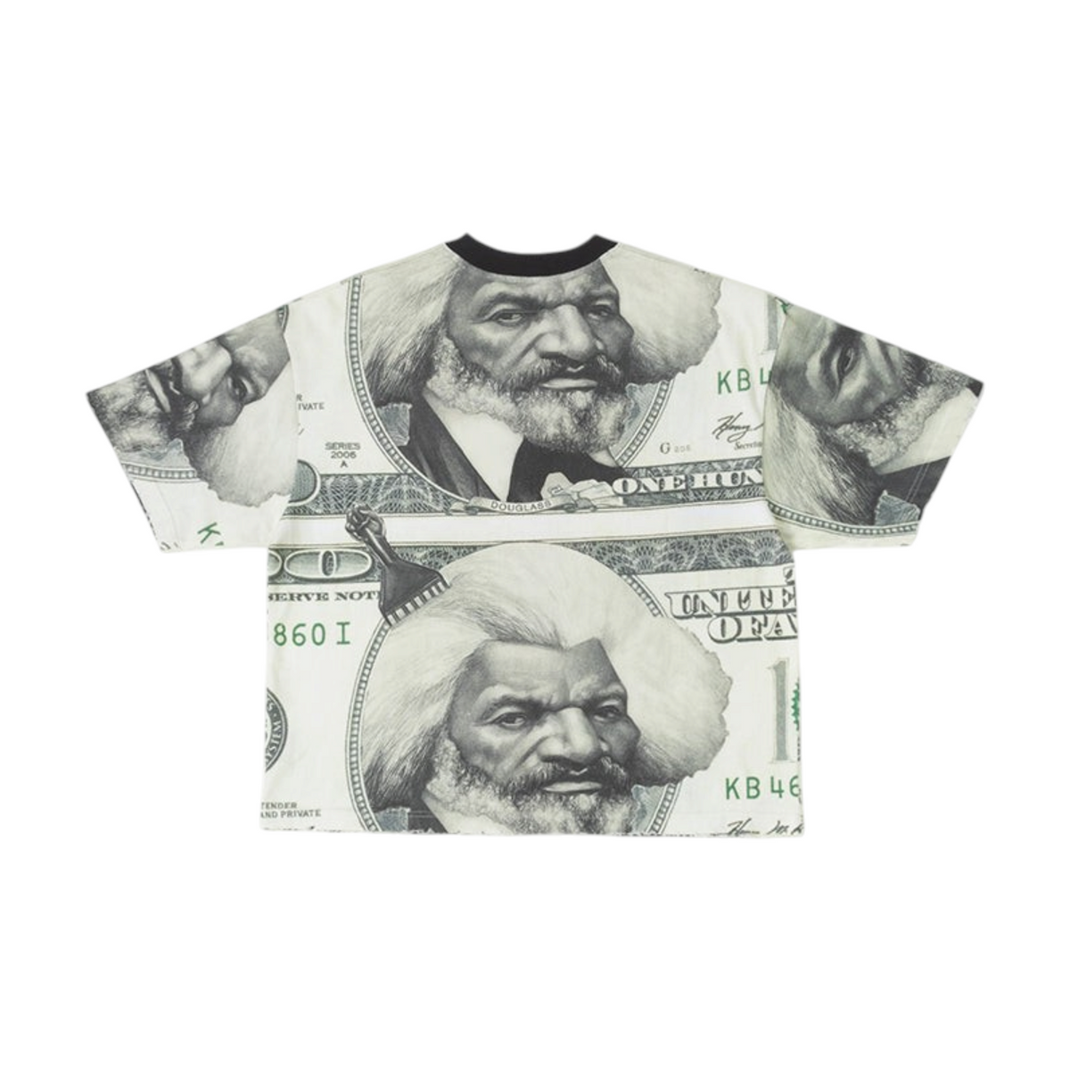 Charlie Appleseed Banker Knit by GOD FAMILY ART t-shirt featuring an all-over Frederick Douglass money print design.